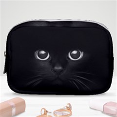 Black Cat Face Make Up Pouch (small) by Cemarart