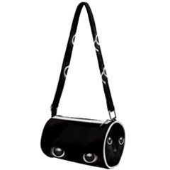 Black Cat Face Mini Cylinder Bag by Cemarart