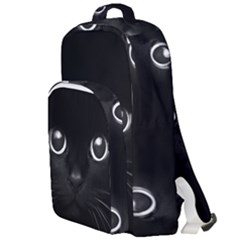 Black Cat Face Double Compartment Backpack by Cemarart