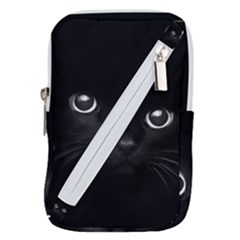 Black Cat Face Belt Pouch Bag (large) by Cemarart