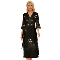 Black Cat Face Midsummer Wrap Dress by Cemarart