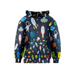 Big Set Cute Astronauts Space Planets Stars Aliens Rockets Ufo Constellations Satellite Moon Rover Kids  Pullover Hoodie by Cemarart