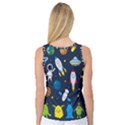 Big Set Cute Astronauts Space Planets Stars Aliens Rockets Ufo Constellations Satellite Moon Rover Women s Basketball Tank Top View2