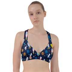 Big Set Cute Astronauts Space Planets Stars Aliens Rockets Ufo Constellations Satellite Moon Rover Sweetheart Sports Bra by Cemarart