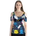 Big Set Cute Astronauts Space Planets Stars Aliens Rockets Ufo Constellations Satellite Moon Rover Butterfly Sleeve Cutout T-Shirt  View1