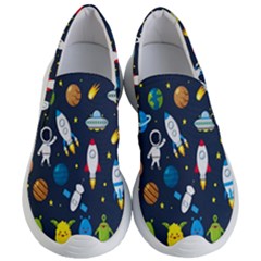 Big Set Cute Astronauts Space Planets Stars Aliens Rockets Ufo Constellations Satellite Moon Rover Women s Lightweight Slip Ons by Cemarart