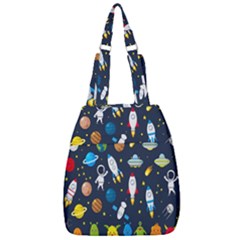 Big Set Cute Astronauts Space Planets Stars Aliens Rockets Ufo Constellations Satellite Moon Rover Center Zip Backpack