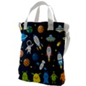 Big Set Cute Astronauts Space Planets Stars Aliens Rockets Ufo Constellations Satellite Moon Rover Canvas Messenger Bag View1