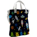 Big Set Cute Astronauts Space Planets Stars Aliens Rockets Ufo Constellations Satellite Moon Rover Canvas Messenger Bag View2