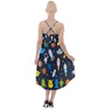 Big Set Cute Astronauts Space Planets Stars Aliens Rockets Ufo Constellations Satellite Moon Rover High-Low Halter Chiffon Dress  View2