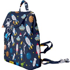 Big Set Cute Astronauts Space Planets Stars Aliens Rockets Ufo Constellations Satellite Moon Rover Buckle Everyday Backpack by Cemarart