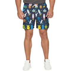 Big Set Cute Astronauts Space Planets Stars Aliens Rockets Ufo Constellations Satellite Moon Rover Men s Runner Shorts by Cemarart