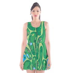 Golf Course Par Golf Course Green Scoop Neck Skater Dress by Cemarart