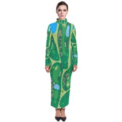 Golf Course Par Golf Course Green Turtleneck Maxi Dress by Cemarart