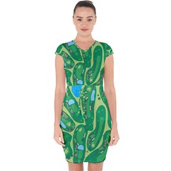 Golf Course Par Golf Course Green Capsleeve Drawstring Dress  by Cemarart