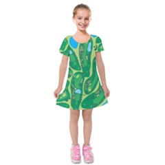 Golf Course Par Golf Course Green Kids  Short Sleeve Velvet Dress by Cemarart