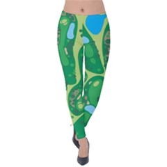 Golf Course Par Golf Course Green Velvet Leggings by Cemarart