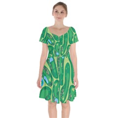 Golf Course Par Golf Course Green Short Sleeve Bardot Dress by Cemarart