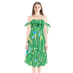 Golf Course Par Golf Course Green Shoulder Tie Bardot Midi Dress by Cemarart