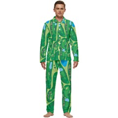 Golf Course Par Golf Course Green Men s Long Sleeve Velvet Pocket Pajamas Set by Cemarart