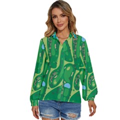 Golf Course Par Golf Course Green Women s Long Sleeve Button Up Shirt