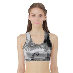 Males Mandelbrot Abstract Almond Bread Sports Bra With Border by Cemarart