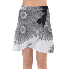 Males Mandelbrot Abstract Almond Bread Wrap Front Skirt by Cemarart