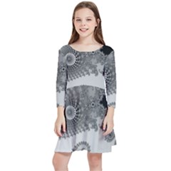 Males Mandelbrot Abstract Almond Bread Kids  Quarter Sleeve Skater Dress by Cemarart