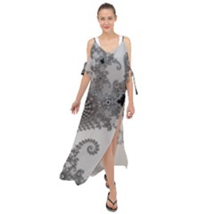 Males Mandelbrot Abstract Almond Bread Maxi Chiffon Cover Up Dress by Cemarart