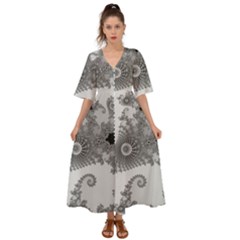 Males Mandelbrot Abstract Almond Bread Kimono Sleeve Boho Dress