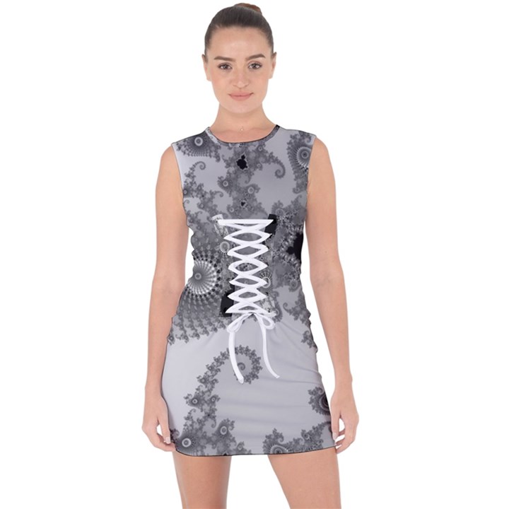 Males Mandelbrot Abstract Almond Bread Lace Up Front Bodycon Dress