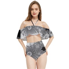 Males Mandelbrot Abstract Almond Bread Halter Flowy Bikini Set  by Cemarart