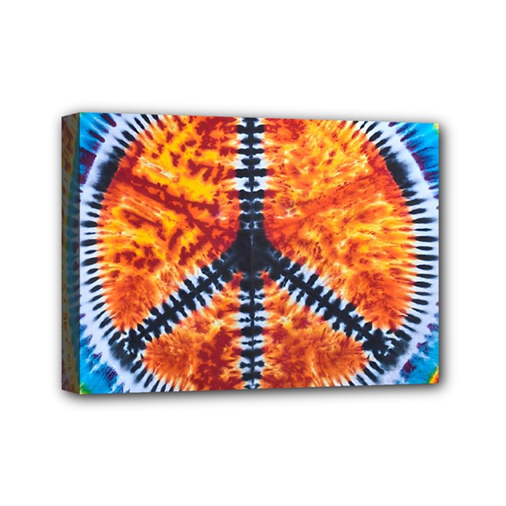 Tie Dye Peace Sign Mini Canvas 7  x 5  (Stretched)