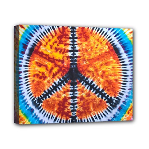 Tie Dye Peace Sign Canvas 10  X 8  (stretched) by Cemarart