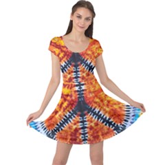 Tie Dye Peace Sign Cap Sleeve Dress by Cemarart