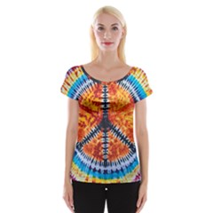 Tie Dye Peace Sign Cap Sleeve Top by Cemarart