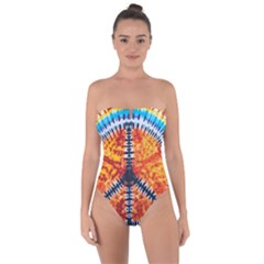 Tie Dye Peace Sign Tie Back One Piece Swimsuit by Cemarart