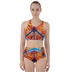 Tie Dye Peace Sign Racer Back Bikini Set by Cemarart