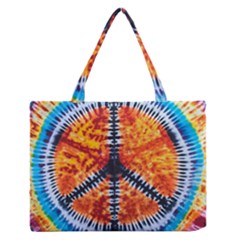 Tie Dye Peace Sign Zipper Medium Tote Bag by Cemarart