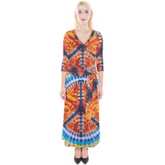 Tie Dye Peace Sign Quarter Sleeve Wrap Maxi Dress by Cemarart