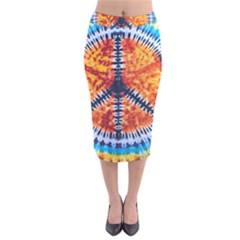 Tie Dye Peace Sign Velvet Midi Pencil Skirt by Cemarart