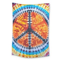 Tie Dye Peace Sign Large Tapestry by Cemarart