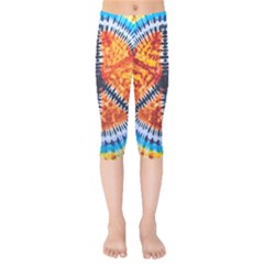 Tie Dye Peace Sign Kids  Capri Leggings  by Cemarart