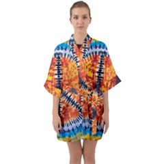 Tie Dye Peace Sign Half Sleeve Satin Kimono  by Cemarart