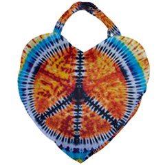 Tie Dye Peace Sign Giant Heart Shaped Tote by Cemarart