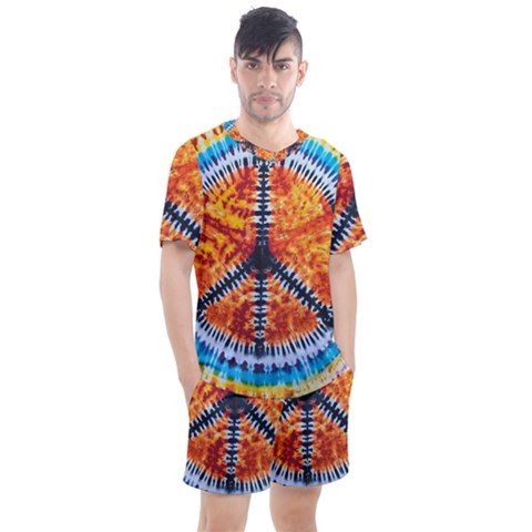 Tie Dye Peace Sign Men s Mesh T-shirt And Shorts Set by Cemarart