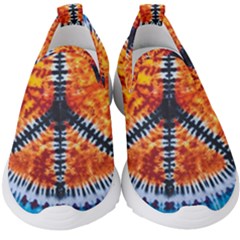 Tie Dye Peace Sign Kids  Slip On Sneakers by Cemarart