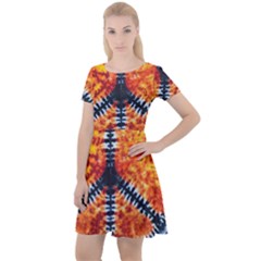 Tie Dye Peace Sign Cap Sleeve Velour Dress 