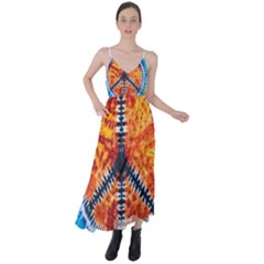 Tie Dye Peace Sign Tie Back Maxi Dress by Cemarart