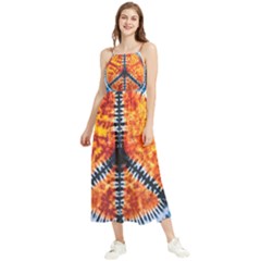 Tie Dye Peace Sign Boho Sleeveless Summer Dress by Cemarart